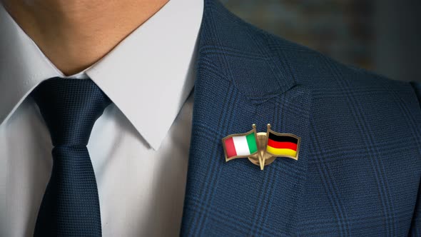 Businessman Friend Flags Pin Italy Germany