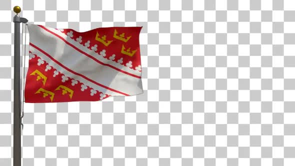 Alsace City Flag (France) on Flagpole with Alpha Channel