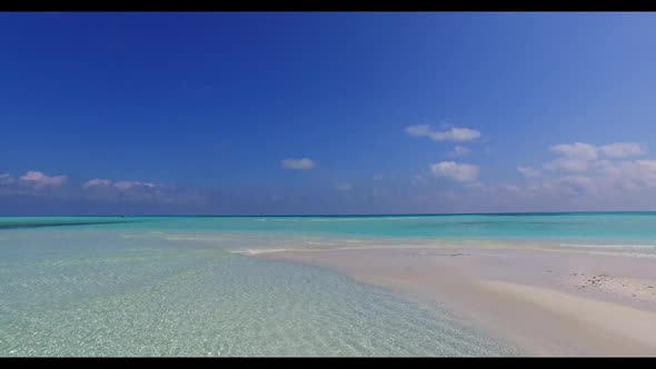 Aerial drone view tourism of marine island beach journey by blue ocean and bright sandy background o