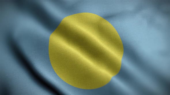 Palau Flag Textured Waving Close Up Background HD