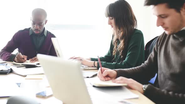 Multiracial business people working