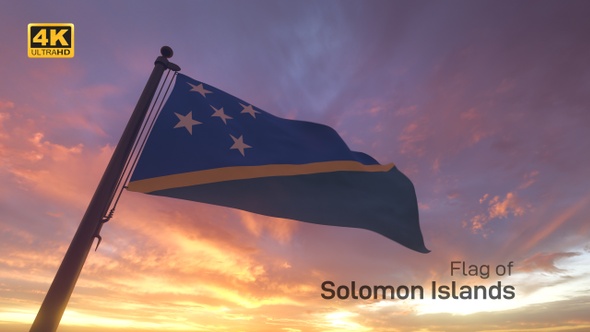 Solomon Islands Flag on a Flagpole V3 - 4K