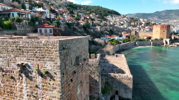 Alanya Castle Alanya Kalesi Aerial View 4K