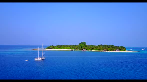 Aerial view abstract of tranquil sea view beach trip by blue green lagoon and white sand background 