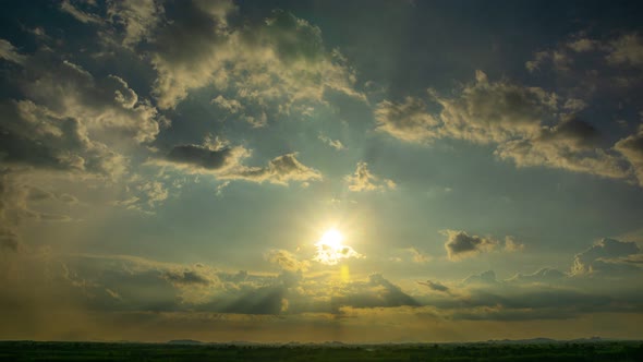 View of Colorful dramatic sky sunset or sunrise with Moving clouds background