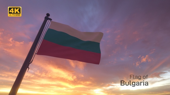 Bulgaria Flag on a Flagpole V3 - 4K