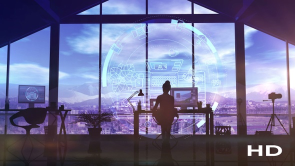 Photographer works with computer graphics HD alt