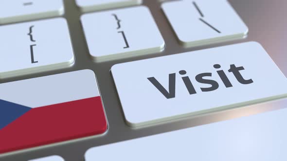 VISIT Text and Flag of the Czech Republic on the Keyboard alt