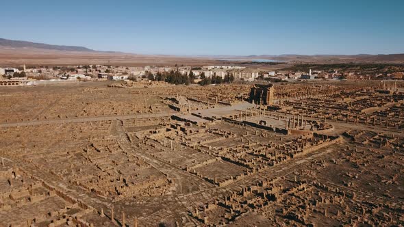 Aerial View Of The Ruins Of Ancient Timgad, Algeria