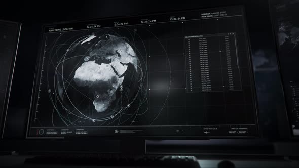 Computer Searching Software Connects To Surveillance Satellite Streaming Signal alt