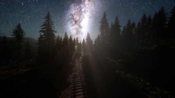 The Milky Way Above the Railway and Forest