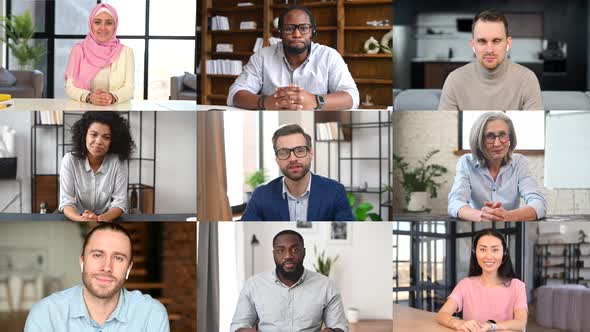 Video Chat of Diverse Coworkers Employees