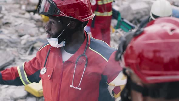 Black Man Speaking During Rescue Mission