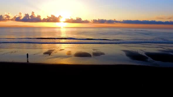 Virgin Unspoiled Caribbean Beach Aerial Drone View at Sunrise