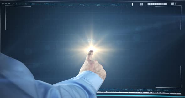 Hand of businessman using digital interface screen