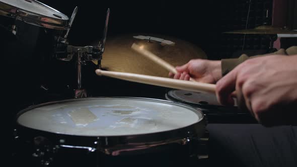 Jazz Drummer Playing at Drums