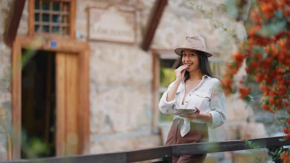 Happy Woman Eating Walnut Paste