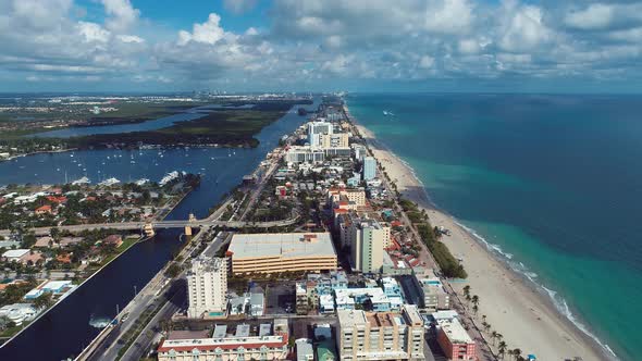 Aerial landscape of coast city of Miami Florida United States