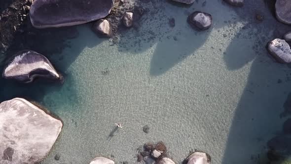 Aerial of Cachadaço natural pool in Trindade, Brazil