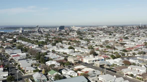 AERIAL Dolly Back, City Of Geelong From North West Suburbs