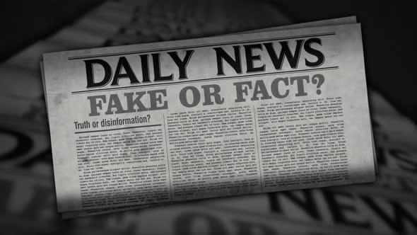 Fake on fact news, disinformation and information retro newspaper printing press