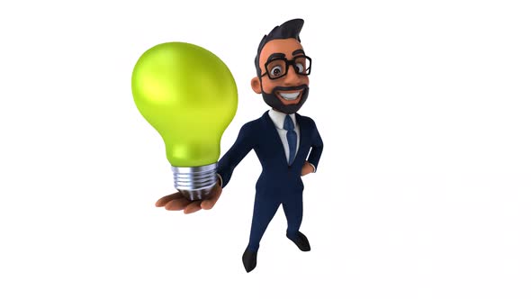 Fun 3D cartoon animation of an indian businessman