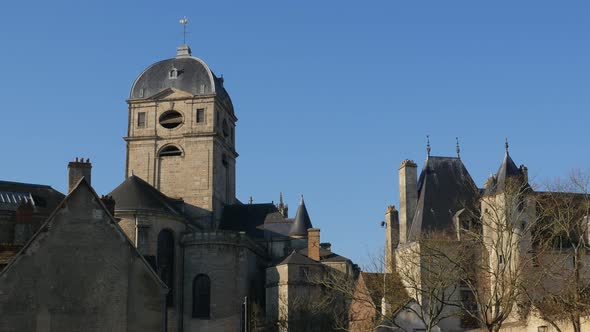 Alencon basilique Notre Dame in France Lower Normandy by the day 4K 2160p UHD footage - Gothic archi