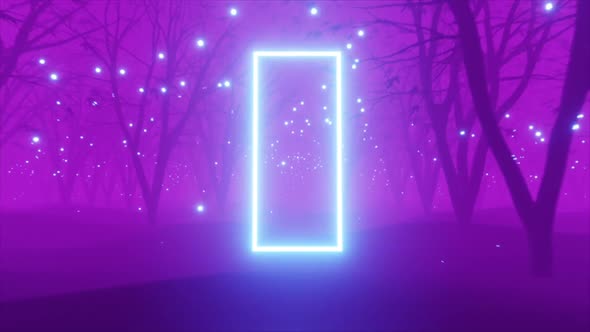 Purple Aesthetic Vaporwave Retro Futuristic Forest Background Neon Frame Loop