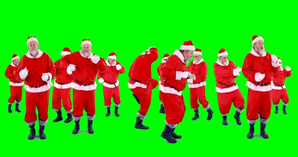 Group of santa claus dancing 4k