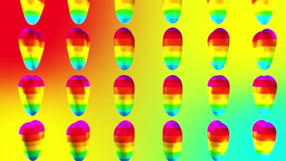 Creative Animated Background With Gay Pride Rainbow Colored Rotating Hearts