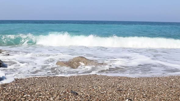 Sea Waves in Antalya Beach, Mediterranean, Turkey