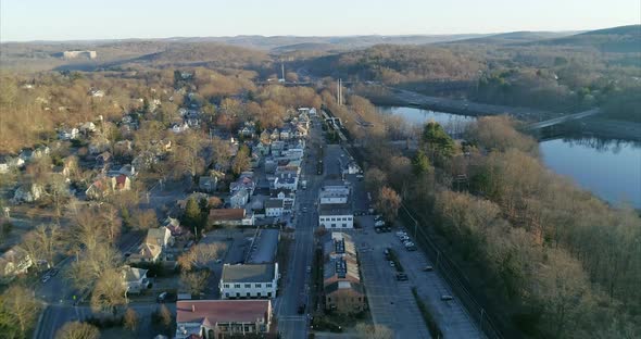 Flying Over the Village of Katonah in Westchester New York