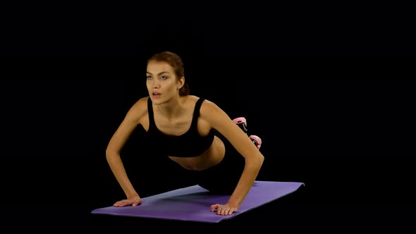 Woman in a Traditional Yoga Pose, Stretching. Gym, Alpha Channel, Matte