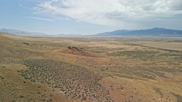 Flying over the Vernon Hills in the Utah desert viewing the valley