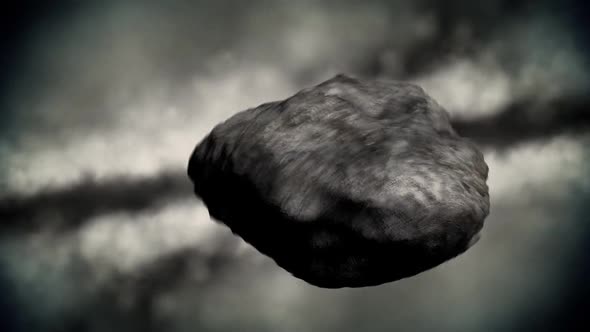 Asteroid Flying Fast Through A Gas Cloud In Outer Space
