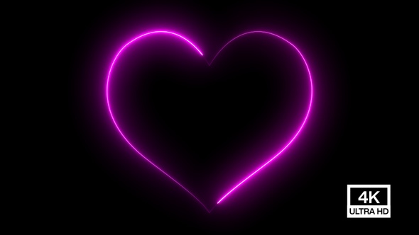 Neon Pink Heart Shape Frame Overlay Looped V7