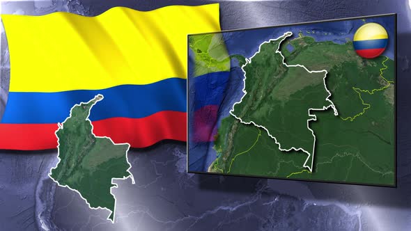 Colombia Flag And Map Animation