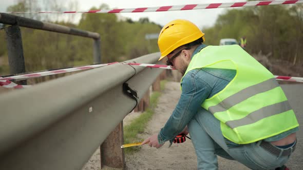 Destroyed Road Bridge Collapse As Consequences Natural Disaster