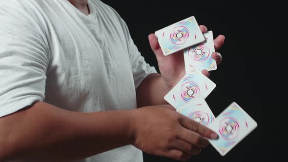 Talented Magician Starts Showing His Trick With Cards, Cardistry