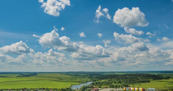 Blue Sky White Clouds Background Timelapse