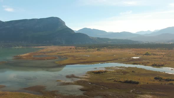 Aerial View of a Beautiful Lake in Canadian Nature Landscape