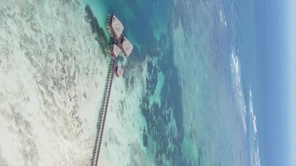 Zanzibar Tanzania  Vertical Video of the Ocean Near the Coast Slow Motion