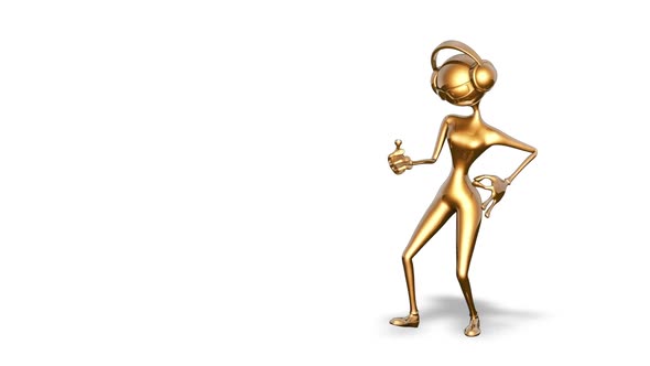 3D Gold Woman Dance  Looped on White