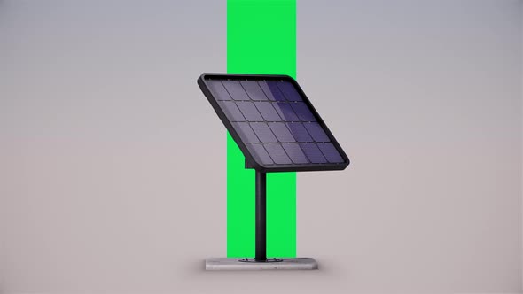 3D Solar Panel On A Pole Rotating 360 Loop in 4k