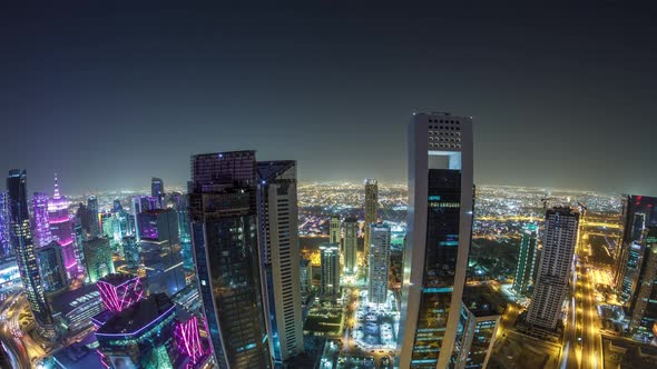 The Skyline of the West Bay Area From Top in Doha Timelapse Qatar