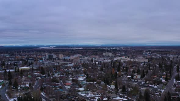 Fairbanks City on Cloudy Winter Day