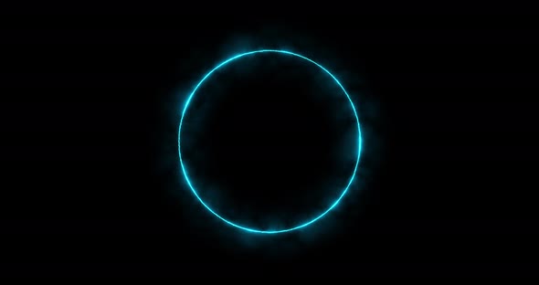 Blue Ring of Lightning Energy on a Black Background