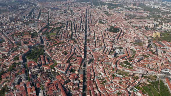 High Angle View of Rooftops Cityscape