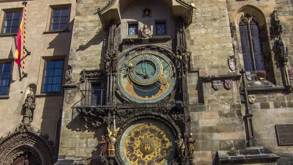 Prague Astronomical Clock Timelapse Hyperlapse in the Old Town Square Prague Czech Republic