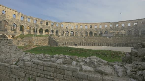 Inside the Roman amphitheater in Pula